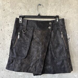 Free People Faux Leather Skirt with Zipper Details